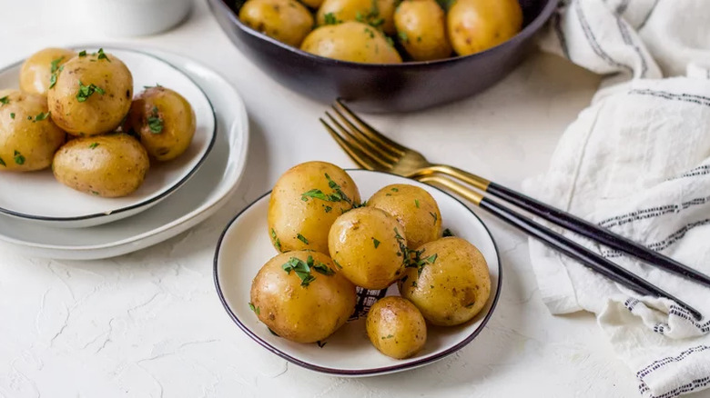 Roasted potatoes on a plate