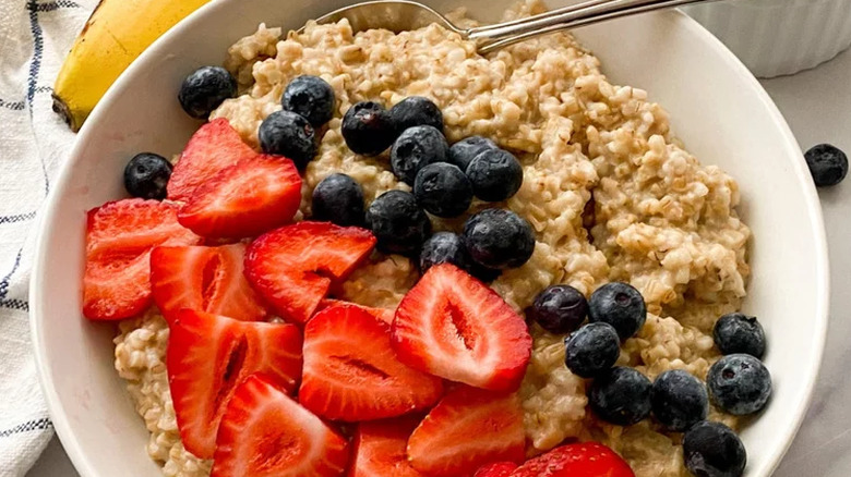 Bowl of oatmeal and fruit