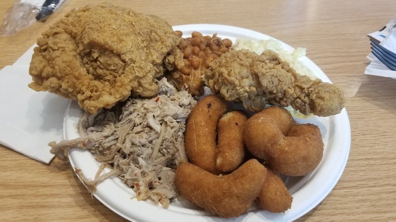 chicken and barbecue plate