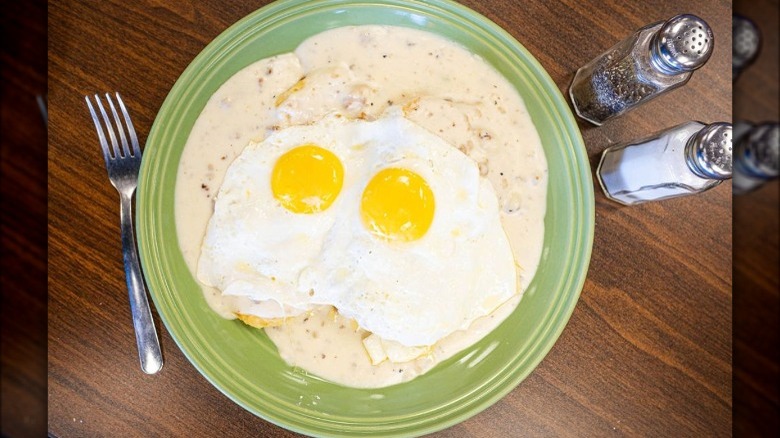 PerKup biscuits and sausage gravy