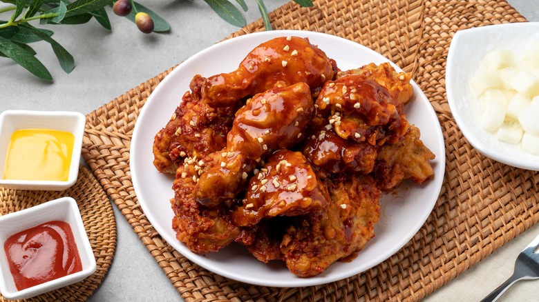 Korean fried chicken on plate