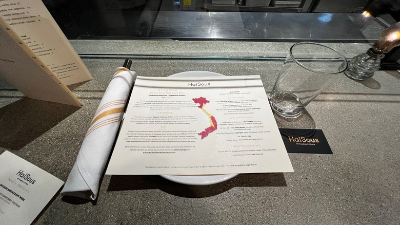 menu and place setting at HaiSous