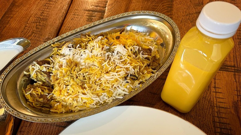 Goat dum biryani at Hyderabadi Zaiqa in New York City, New York