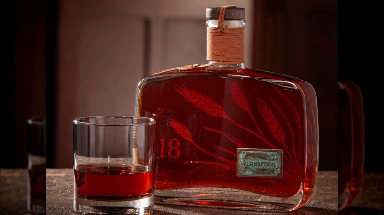 Redemption 18 year rye whiskey