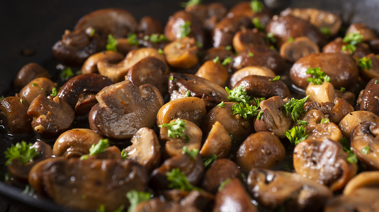 sautéed mushrooms in pan