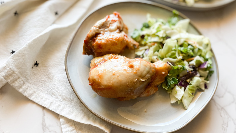 chicken thighs with side salad