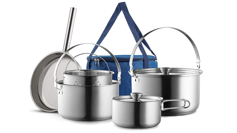 Wealers camping stainless steel cookware set