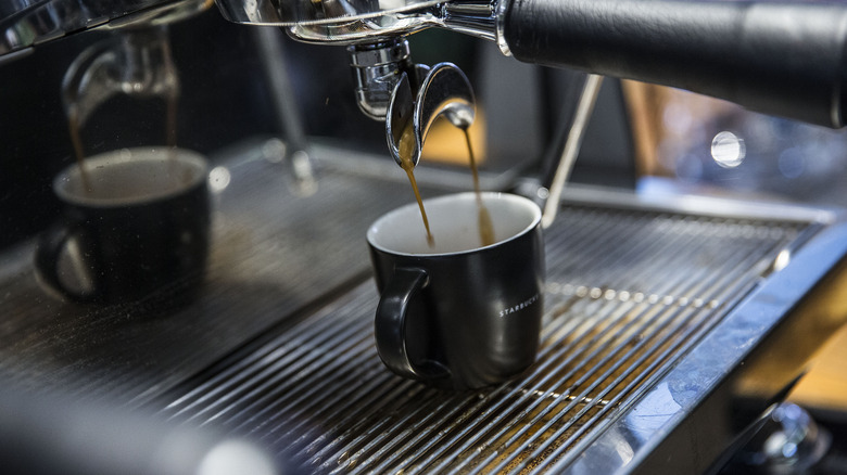 Starbucks espresso poured into small cup