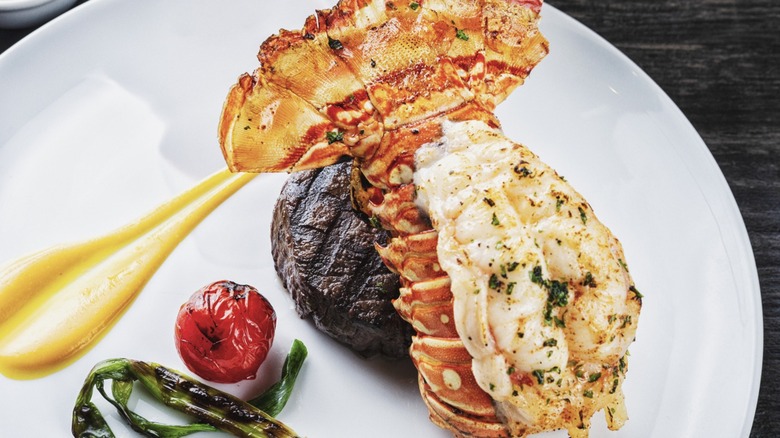 Lobster tail served on filet