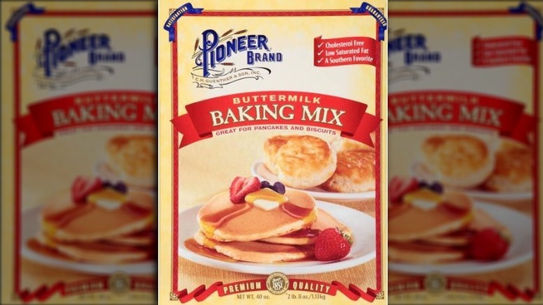 Boxes of Pioneer baking mix 