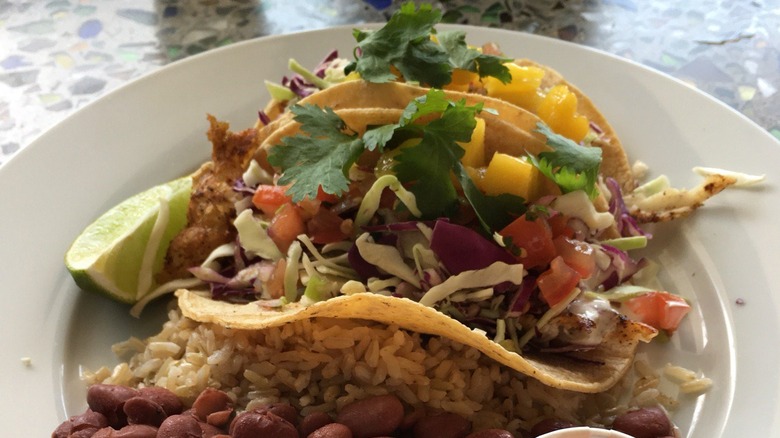 Fish taco served at Haggo's Organic Taco