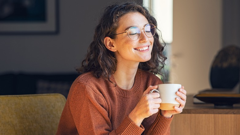 Woman drinking a cup of tea