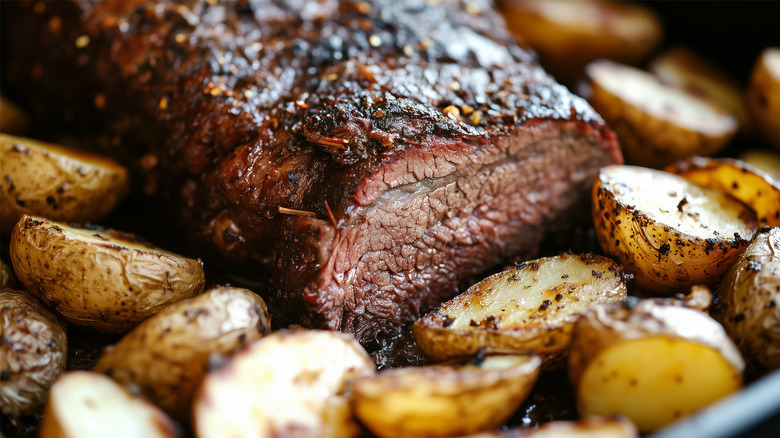 baked beef and potatoes