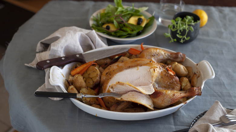 baked chicken in a cassarole dish