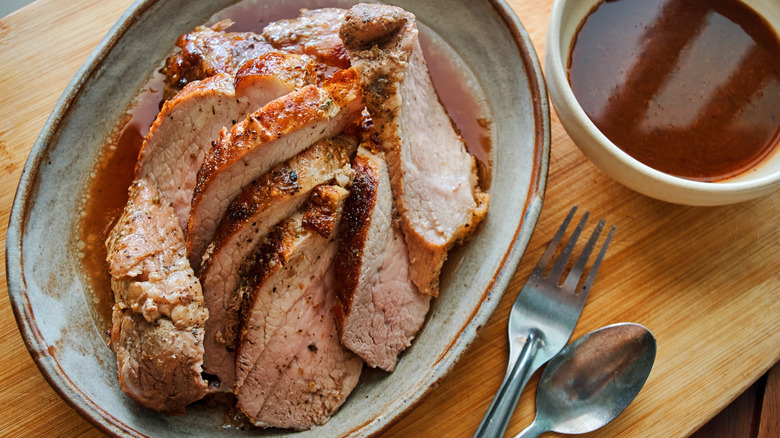 sliced cooked pork