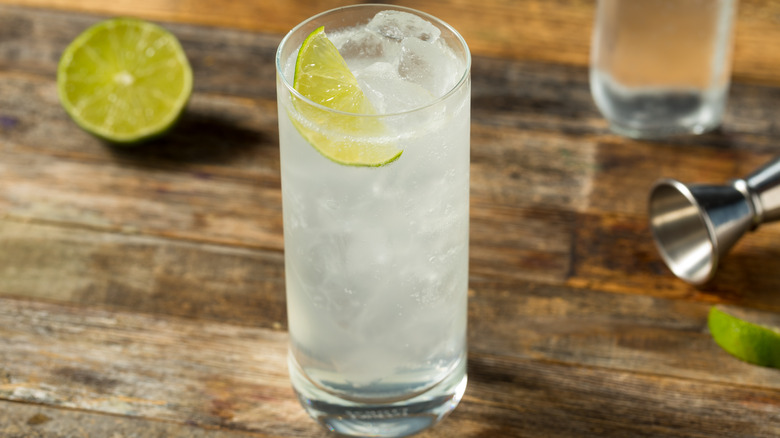 Ranch Water cocktail with slice of lime