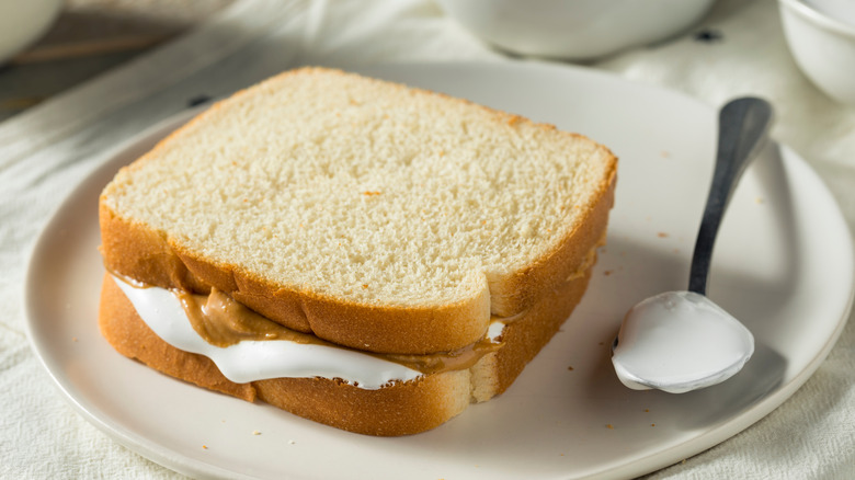 Fluffernutter sandwich on plate