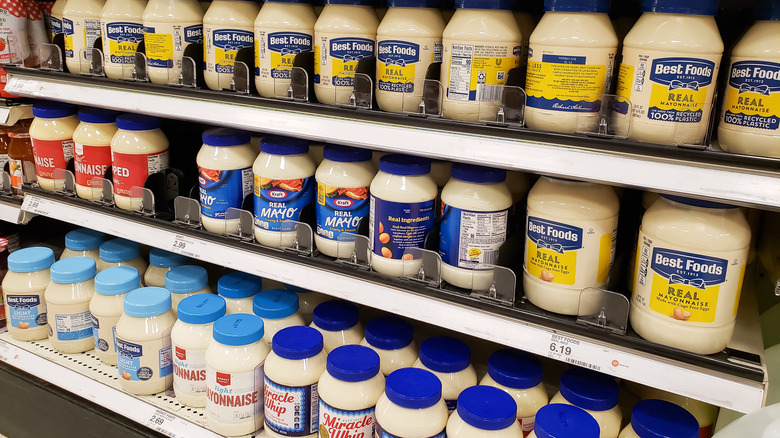 Rows of mayonnaise for sale