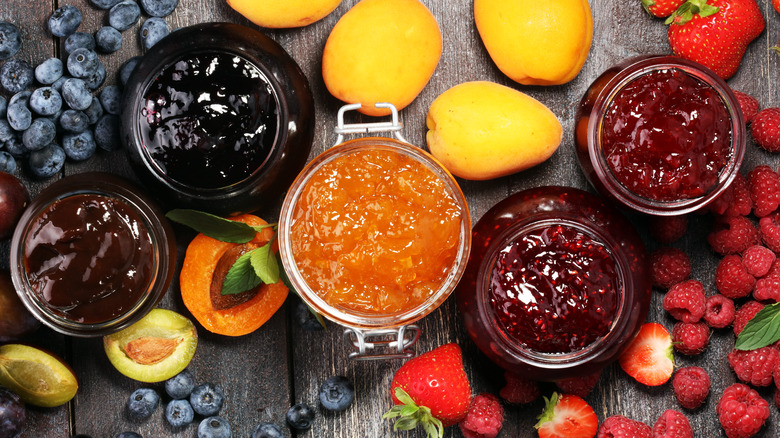 Jars of marmalade and preserves