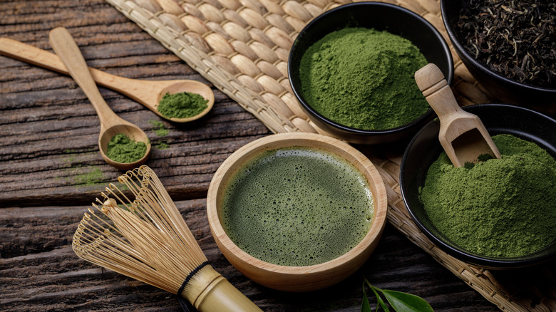 Matcha powder in bowl