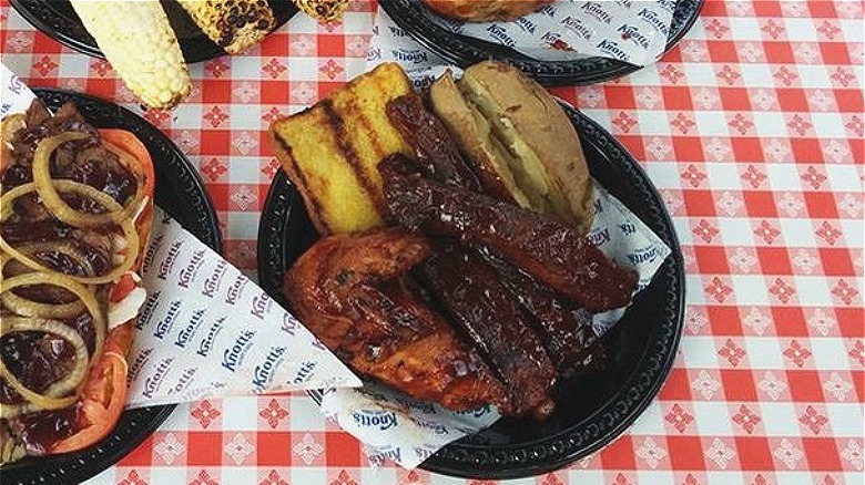 Knott's Berry Farm barbecue chicken and ribs meal 