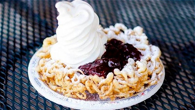 Knott's Berry Farm funnel cake sundae