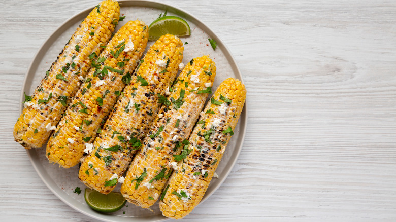 grilled corn with yogurt and cheese