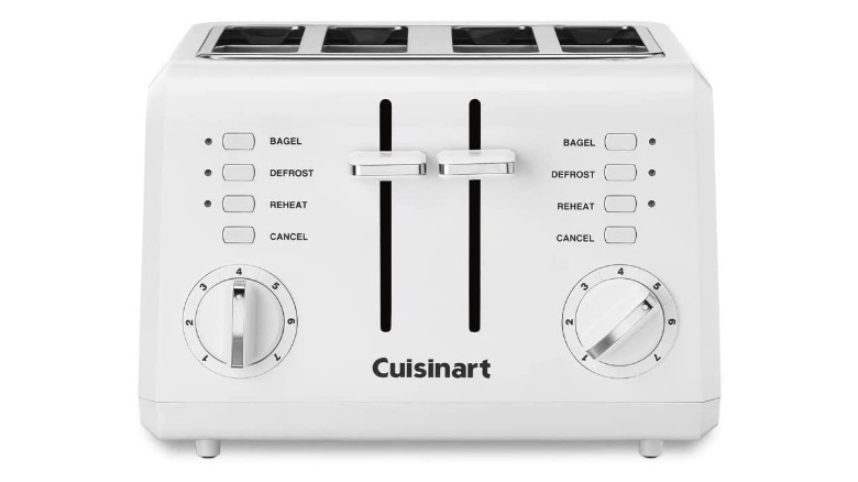 A white Cuisinart toaster on a white background