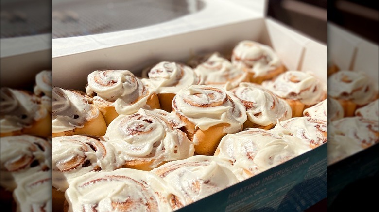 Box of iced cinnamon rolls