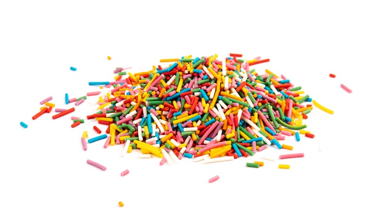 Sprinkles pile on white background