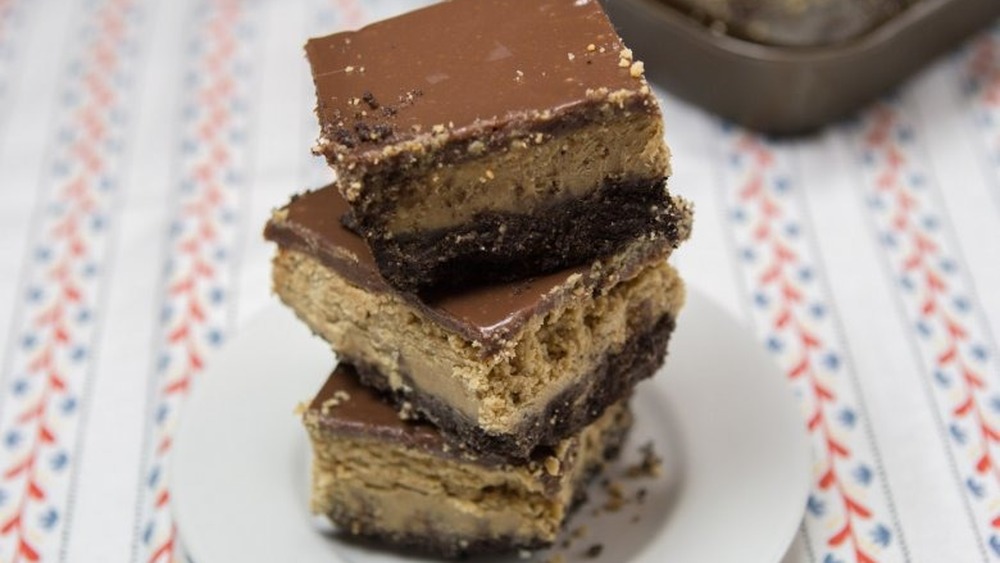 stacked peanut butter ganache bars