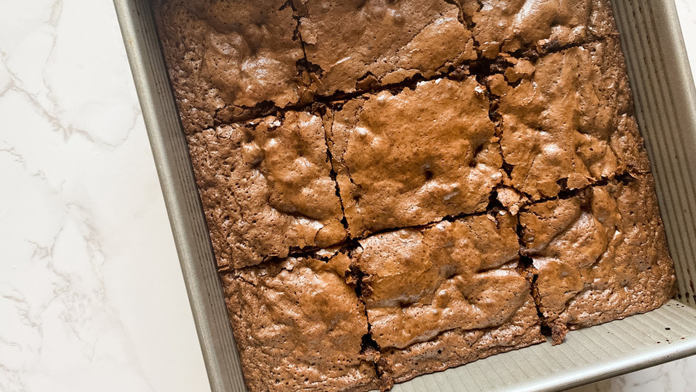 baking pan of brownies