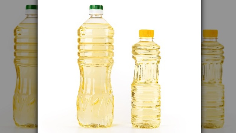 plastic bottles of cooking oil