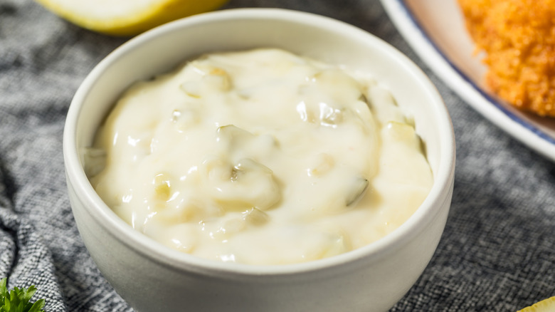 Bowl of homemade tartar sauce