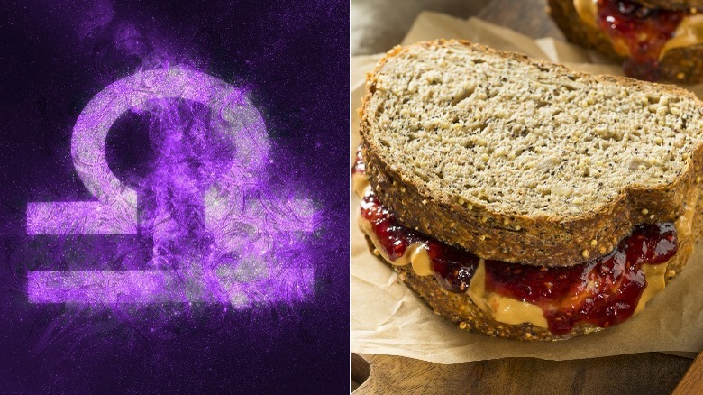 Libra zodiac sign and peanut butter and jelly sandwich
