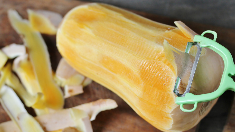 peeling squash with Y-peeler