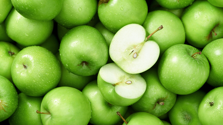 A pile of Granny Smith apples 