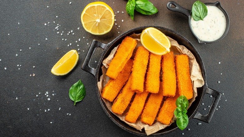 fish sticks in cast iron skillets