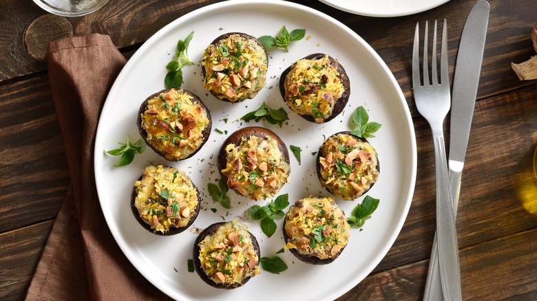 stuffed mushrooms on plate