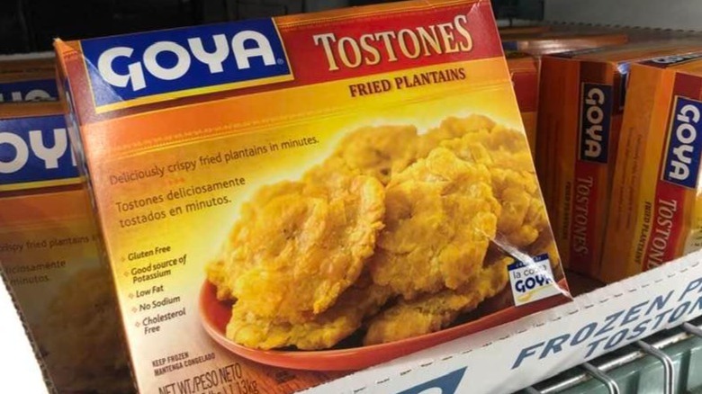Boxes of Goya frozen tostones fried plantains