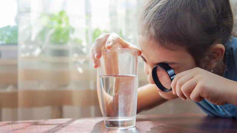 Magnifying glass for water glass