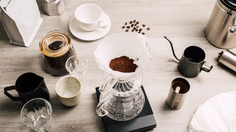 Coffee drip with coffee beans 