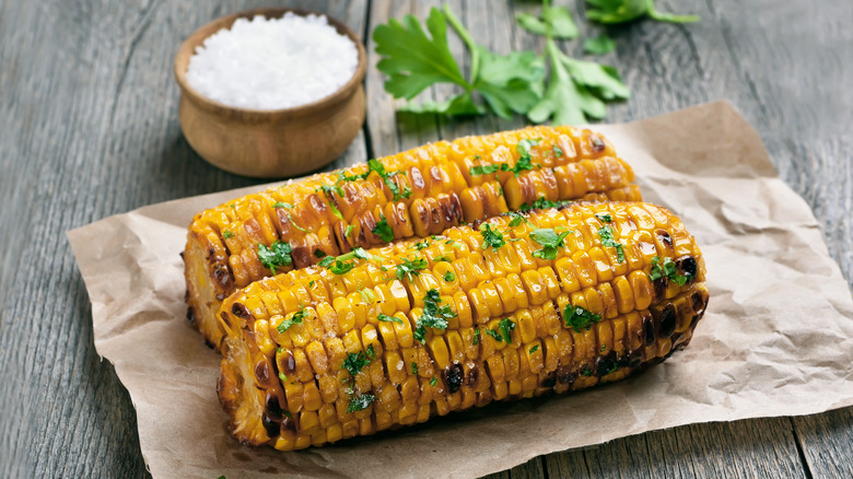 Charred corn on the cob