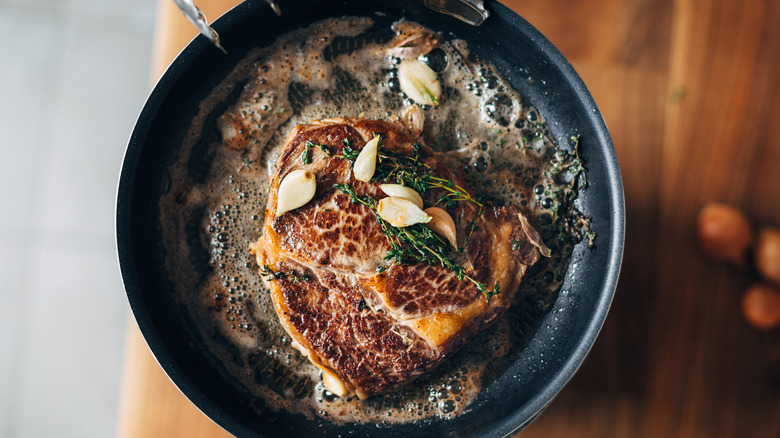 seared ribeye with butter