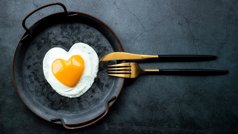 heart-shaped fried egg
