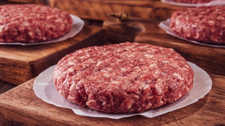 Raw burger patties