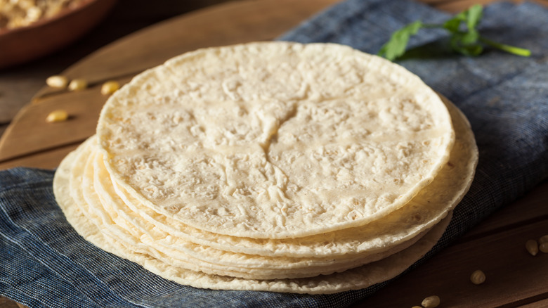 Stack of freshly made corn tortillas