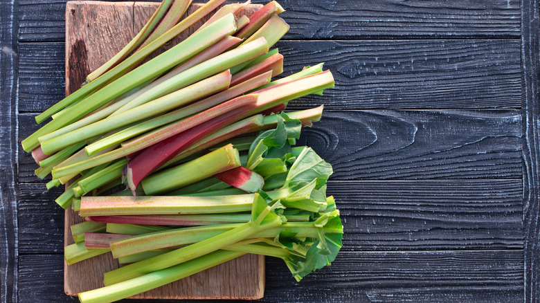 Rhubarb on cutting board