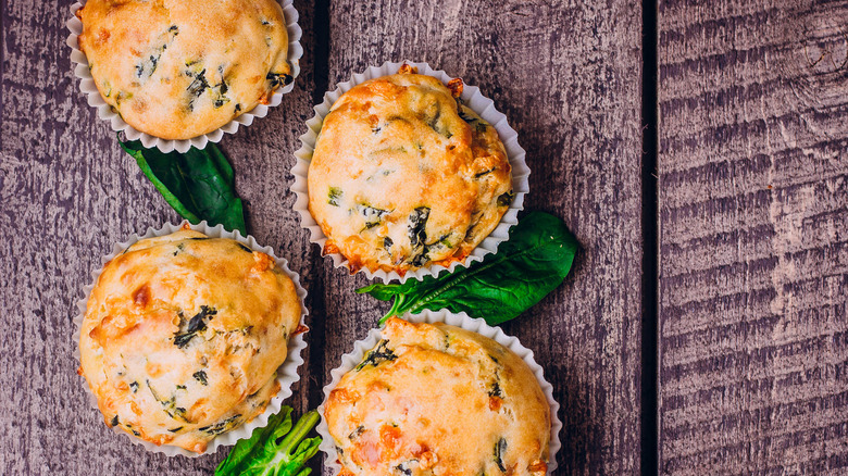 egg muffin on wooden background