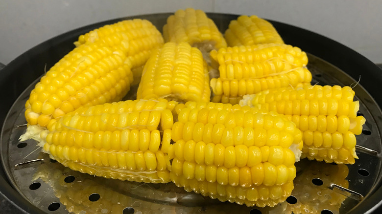 Halved corn on the cobs